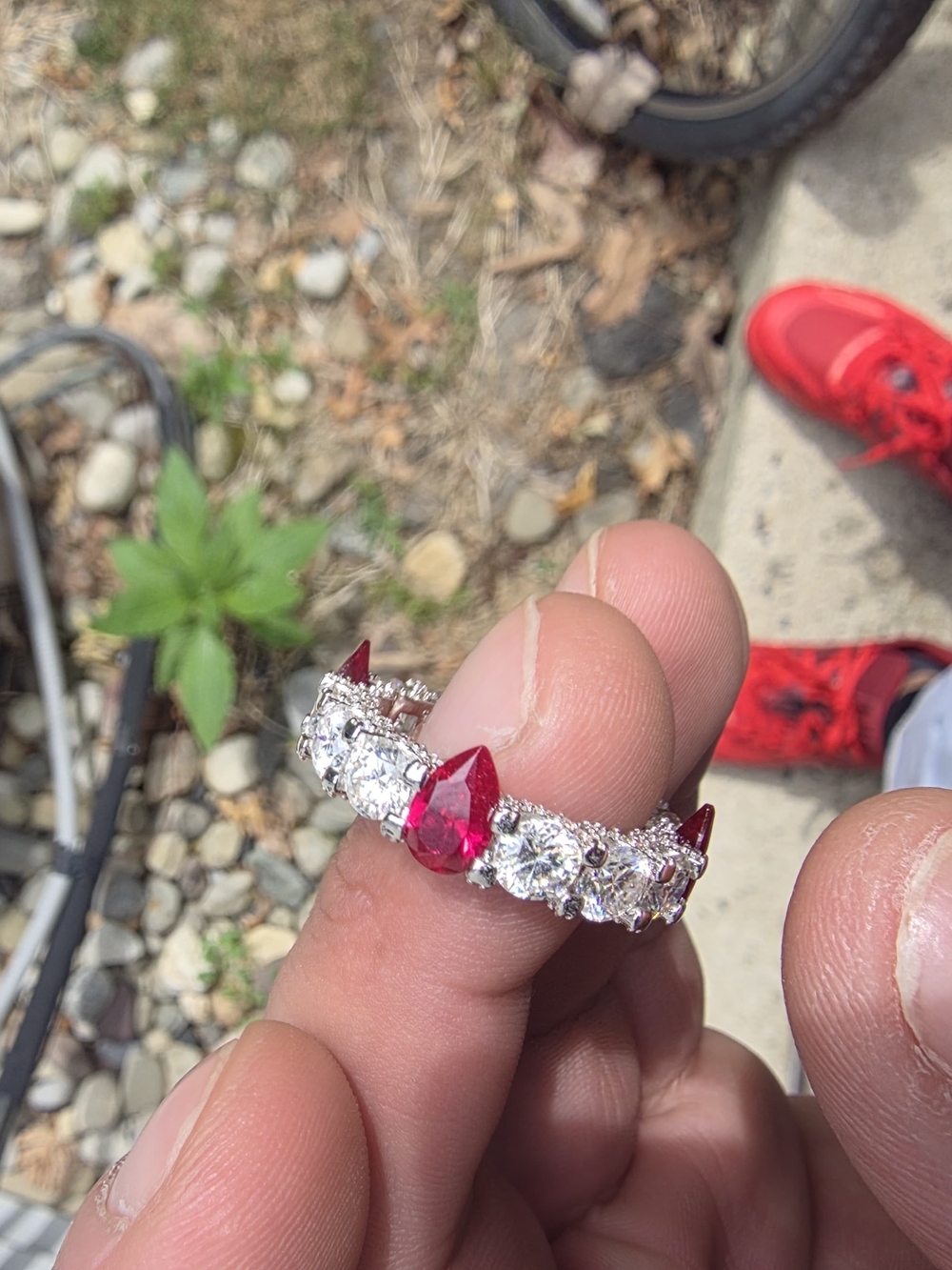 ❤️ Red Ruby Corrundum & Moissanite Eternity Band Ring ❤️ - Picture 10 of 10